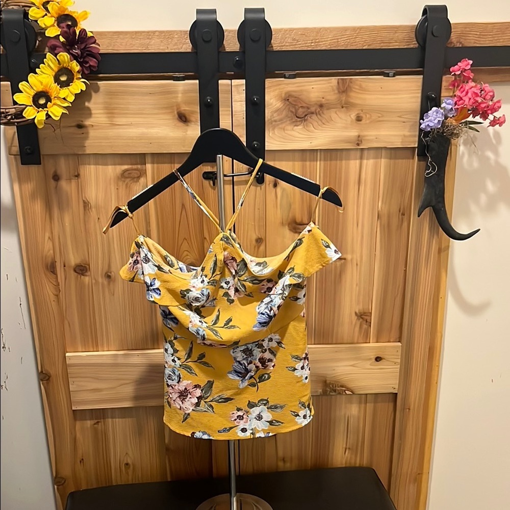 Monteau Yellow Floral Tank Top